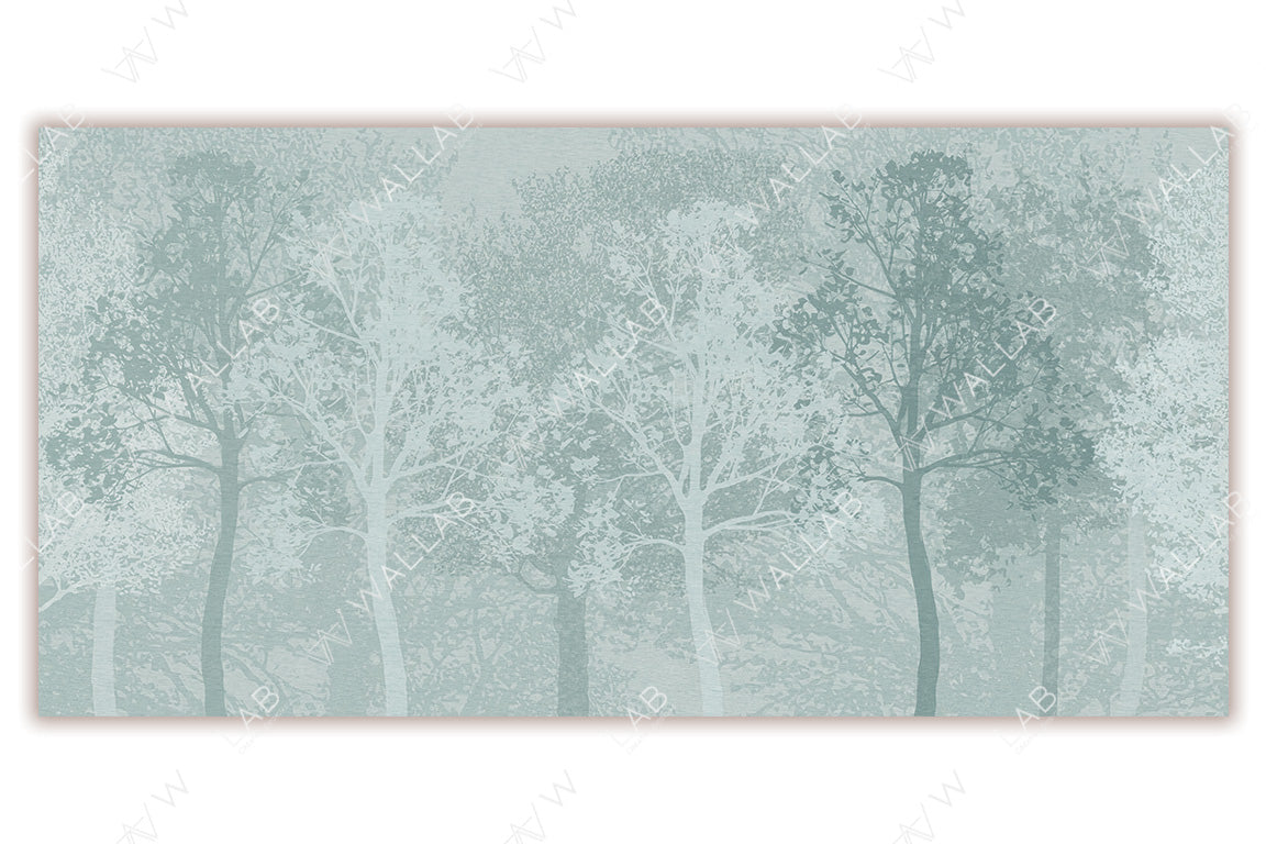 A serene woodland scene with silhouettes of trees in muted beige and taupe tones. The layered design creates a soft, foggy effect, evoking a tranquil and natural atmosphere. Ideal for use in wallpaper or decorative art to bring an understated elegance to a space.