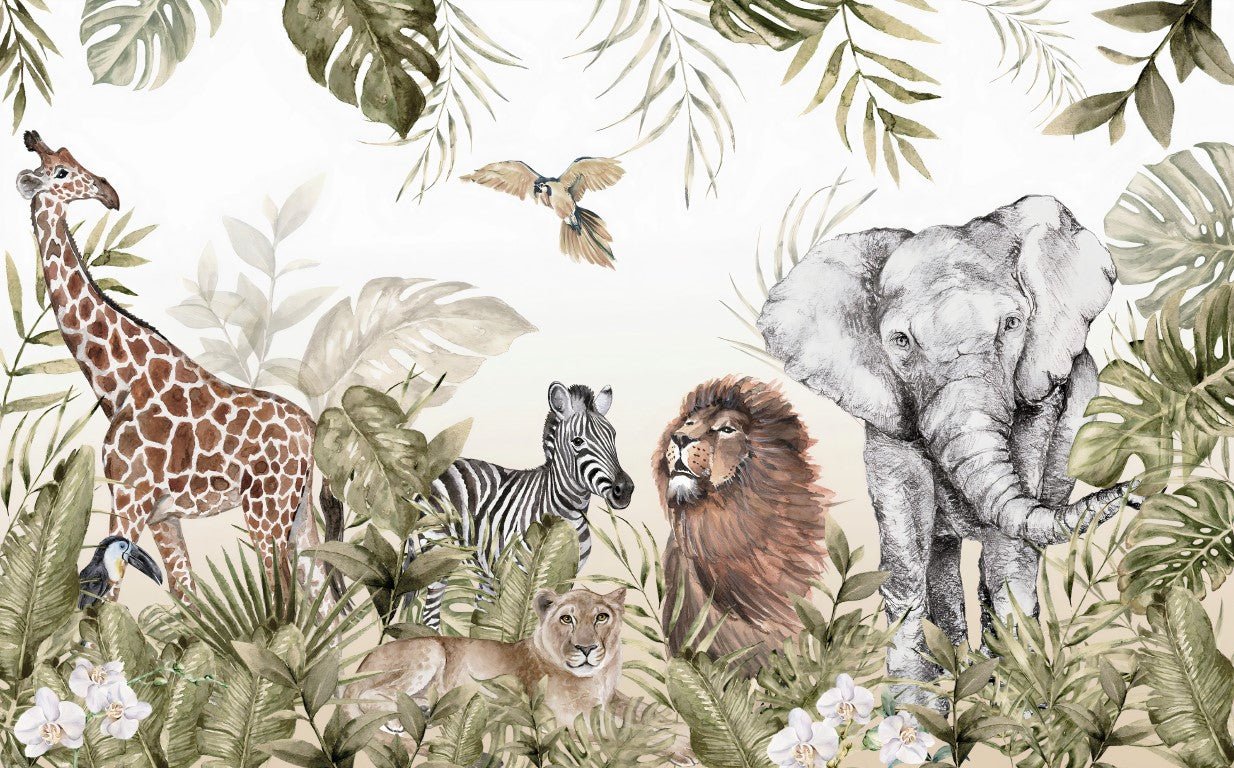 Tropical Jungle Animals Wallpaper for Kids  Mycutestickons